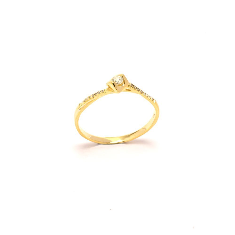 Anel Solit�rio Onda em Ouro 18 Kilates - 21042